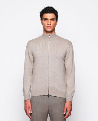 Chaqueta de punto beige con cremallera by MIRTO | 03672_0050_2