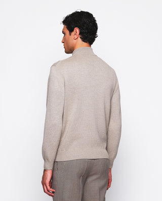 Chaqueta de punto beige con cremallera by MIRTO | 03672_0050_3
