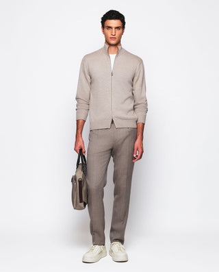 Chaqueta de punto beige con cremallera by MIRTO | 03672_0050_4