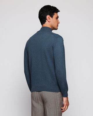 Green knit zip cardigan