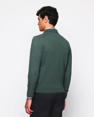 Chaqueta de punto verde cuello camisero by MIRTO | 03673_0051_3