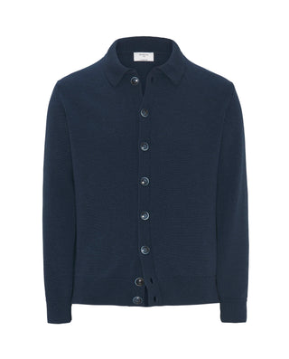 Chaqueta de punto azul marino cuello camisero by M | 03673_0052_1