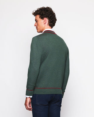 Cárdigan de punto verde delantero rombos azul by M | 03676_0050_3