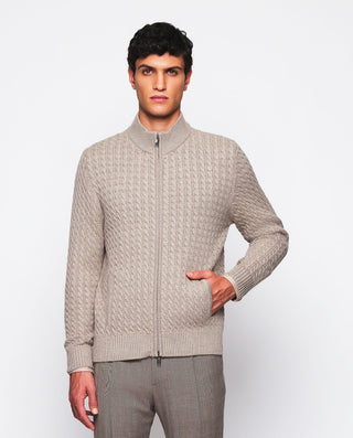 Chaqueta de punto trenzada con cremallera by MIRTO | 03678_0050_2