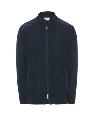 Chaqueta de punto azul marino motivos geométr by M | 03680_0051_1