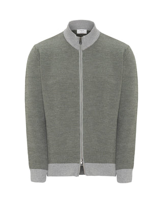 Chaqueta de punto melange verde con cremaller by M | 03682_0051_1