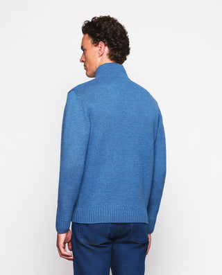 Chaqueta de punto melange azul con bolsillos by MI | 03683_0051_3