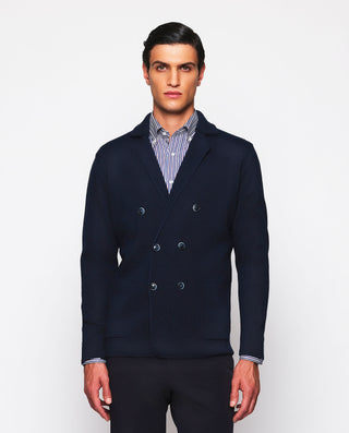 Chaqueta azul marino estilo esmoquin de punto by M | 03689_0052_2