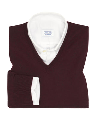 Jersey cuello V granate de lana merino extraf by M | 03691_0058_1