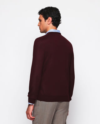 Jersey cuello V granate de lana merino extraf by M | 03691_0058_3