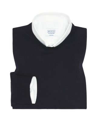 Navy Blue extra-fine merino wool jumper round
