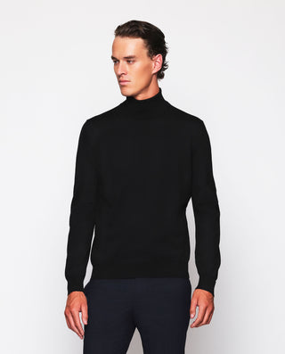 Jersey cuello alto negro de lana merino extra by M | 03693_0059_2