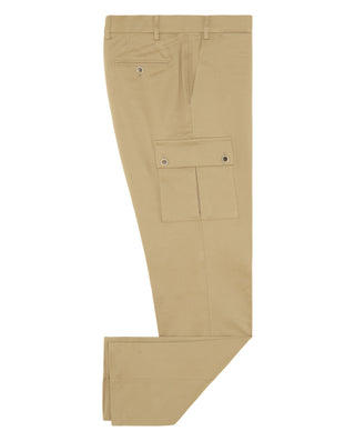 Beige stretch-cotton cargo pocket trousers