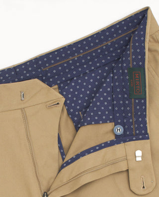Beige stretch-cotton cargo pocket trousers