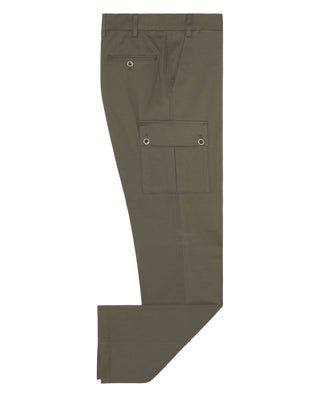 Khaki stretch-cotton cargo pocket trousers