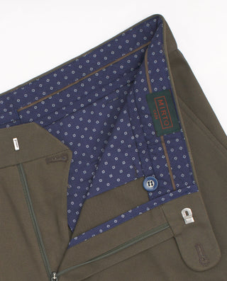 Khaki stretch-cotton cargo pocket trousers