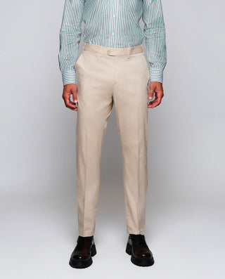 Regular-fit chino trousers in soft beige cotton