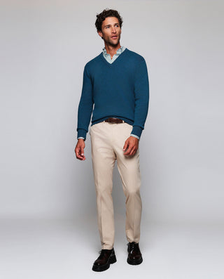 Pantalón chino regular fit algodón suave beige