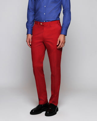 Regular-fit red soft cotton chino trousers
