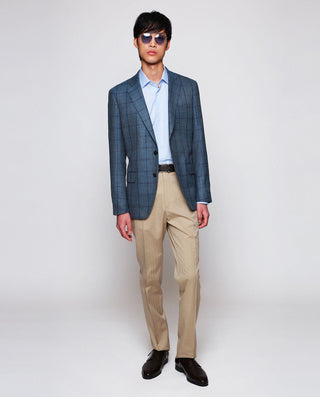 Chaqueta cuadro ventana azul petróleo