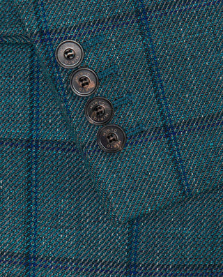 Chaqueta cuadro ventana azul petróleo