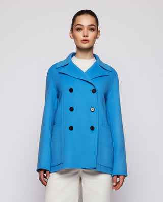 Chaquetón doble faz azul de lana cashmere by MIRTO | 04040_0050_1