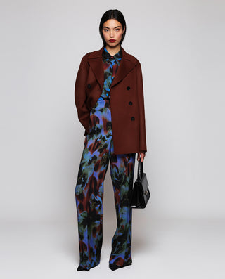 Brown cashmere wool double-face jacket
