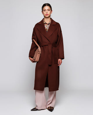 Brown crossover double-face wool & cashmere