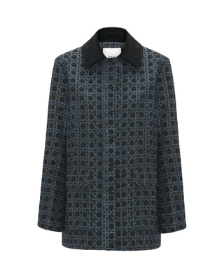 Chaquetón azul acolchado bordado geométrico by MIR | 04067_0050_4