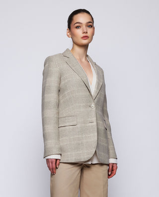 Blazer beige de cuadros lana y cashmere by MIRTO | 04106_0050_1