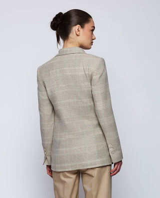 Blazer beige de cuadros lana y cashmere by MIRTO | 04106_0050_2