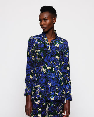 Blusa estampado floral azul y verde by MIRTO