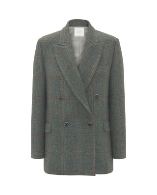Chaquetón verde cuadros de lana Shetland by MIRTO | 04151_0050_4