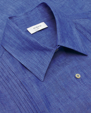 Blue linen Guayabera dress