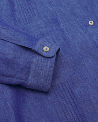 Blue linen Guayabera dress