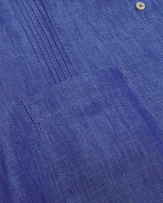 Blue linen Guayabera dress