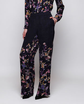 Pantalón fluido azul estampado floral by MIRTO | 04238_0050_1