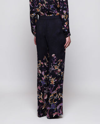 Pantalón fluido azul estampado floral by MIRTO | 04238_0050_2