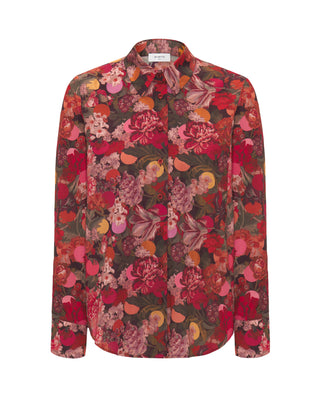 Camisa roja estampado floral de algodón by MIRTO | 04249_0050_1