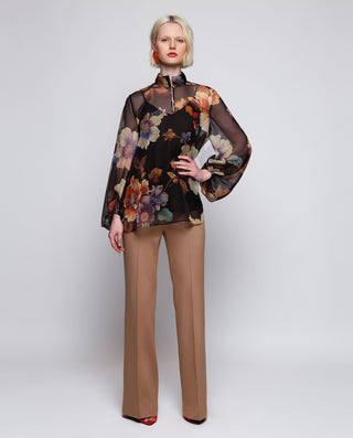 Top negro de gasa estampado floral by MIRTO | 04253_0050_3