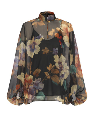 Top negro de gasa estampado floral by MIRTO | 04253_0050_4