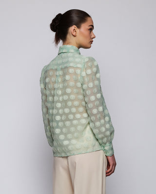 Camisa verde fil coupé floral con lazada by MIRTO | 04259_0050_2