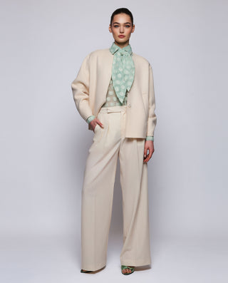 Camisa verde fil coupé floral con lazada by MIRTO | 04259_0050_3