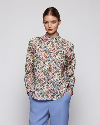 Camisa blanca estampado floral de algodón by MIRTO | 04261_0050_1