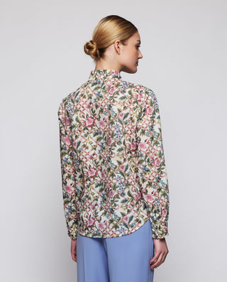 Camisa blanca estampado floral de algodón by MIRTO | 04261_0050_2