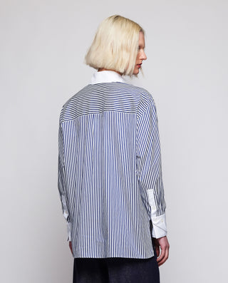 Camisa azul y blanca rayas jacquard algodón by MIR | 04264_0050_2