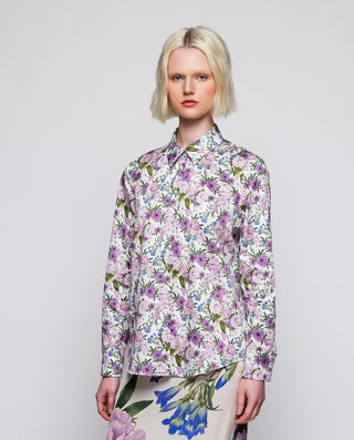 Camisa blanca estampado floral algodón by MIRTO | 04265_0050_1