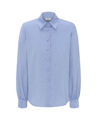 Camisa azul algodón elástico by MIRTO | 04274_0050_4