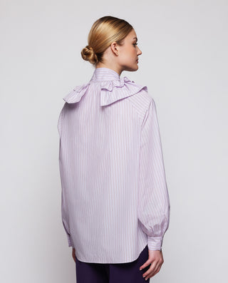 Camisa lila de rayas burdeos algodón by MIRTO | 04279_0050_2