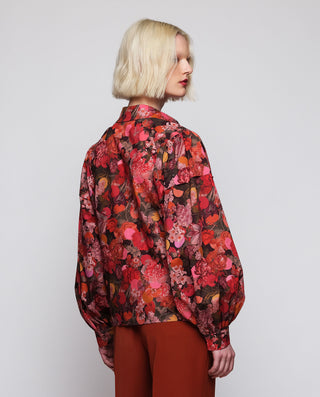 Camisa roja estampado floral de algodón by MIRTO | 04288_0050_2